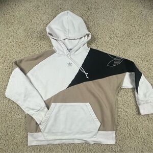 Adidas Men's Tri-Tone Hoodie - Cream, Black, and Tan